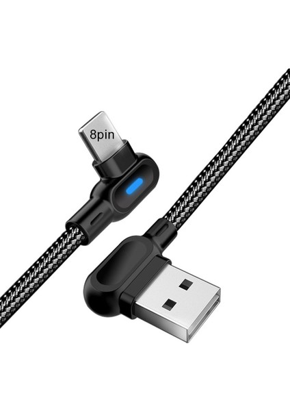Olaf 1m 90 Derece Dirsek Mikro USB Tip C iPhone Android Için Hızlı Şarj Kablosu (Yurt Dışından)