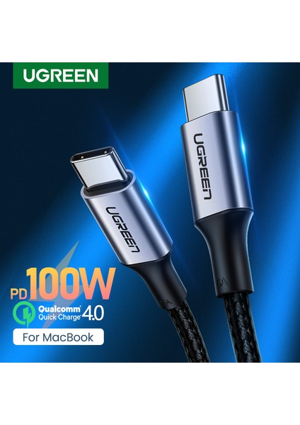 Ugreen USB Tip C - USB C Pd 100 W Kablo Samsung Galaxy S20 S10 S9 Not 20 Not 10 Macbook Pro Için Nintendo Anahtarı Hızlı Şarj Kablosu / Hava Desteği Hızlı Şarj 4.0 USB Kablosu (Yurt Dışından)