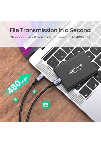 Ugreen USB Tip C - USB C Pd 100 W Kablo Samsung Galaxy S20 S10 S9 Not 20 Not 10 Macbook Pro Için Nintendo Anahtarı Hızlı Şarj Kablosu / Hava Desteği Hızlı Şarj 4.0 USB Kablosu (Yurt Dışından)