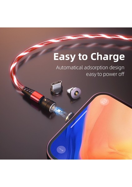 Aufu Glow LED Aydınlatma Manyetik Mikro USB Tip C Kablo Aydınlık Mıknatıs Kablosu USB Şarj Aleti Kablosu iPhone 12 11 Huawei Xiaomi (Yurt Dışından) modelleri