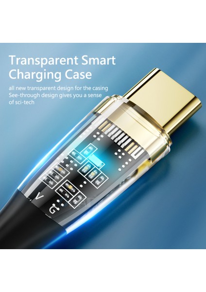 100W Hızlı Şarj Kablosu Tip-C Şarj Aleti Kablosu Için Xiaomi USB Kablosu iphone Huawei Şeffaf Telefon Veri Kablosu (Yurt Dışından) fırsatları