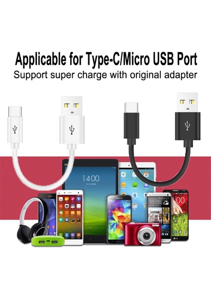 Tip C Mikro USB Kablosu 10/20CM Kısa Hızlı Şarj Samsung Xiaomi Huawei Için Android Telefon Sync Veri Kablosu USB Adaptör Kablosu (Yurt Dışından)