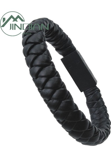 Taşınabilir Suni Deri Dokuma Mini Tip-C Mikro USB Şarj Bileklik Veri Kablosu (Yurt Dışından)