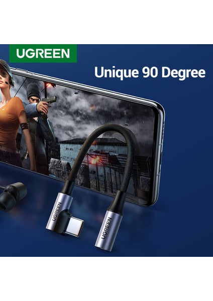 Betty Becky (Ücretsiz 1 Tane Daha Alın) Ugreen 90 Derece Oyun Tipi C 3.5 Jack Kulaklık USB C - 3.5mm Aux Kulaklık Adaptörü Ses Kablosu Huawei P40 Mate 20 Için (Yurt Dışından)