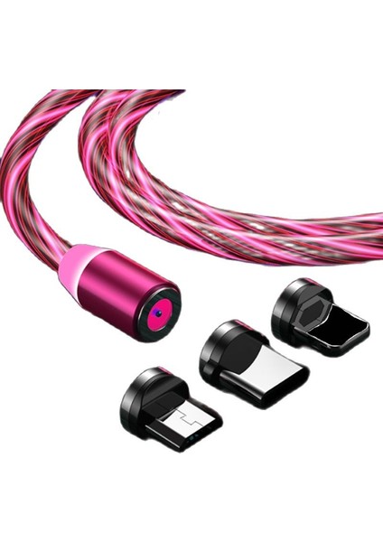 Sıcak LED Akış Aydınlık Aydınlatma Manyetik USB Kablosu iPhone 12 Xr x 7 8 Mikro USB Şarj Cihazı Hızlı Şarj Mıknatıs Şarj Usb-C T (Yurt Dışından)