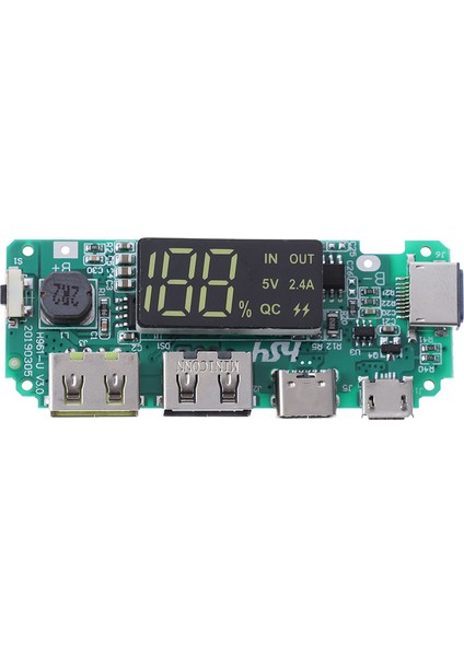 LED Çift USB Mikro Tip-C Mobil Güç Şarj Kartı USB Devre Koruma Jeti (Yurt Dışından)