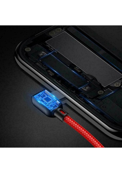 Yfashion Dirsek Kablosu Hafif Naylon Örgülü Hızlı Şarj Kablosu 8 Pin Android Ype-C Veri Hattı Modelleri (Yurt Dışından)