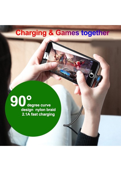 Olaf Mikro USB Tip C Hızlı Şarj 90 Derece Kablo Samsung S21 S9 Huawei iPhone 13 Xiaomi LED Kablo Mikro USB Usb-C Şarj Cihazı (Yurt Dışından)