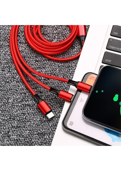 Betty Becky Olaf USB Şarj Kablosu 3 In 1 Tip C Kablo Mikro USB Kablosu Hızlı Şarj Çok Bağlantı Noktalı Cep Telefonu Kablosu iPhone 12 Samsung S20 (Yurt Dışından)