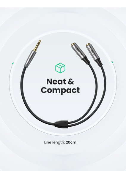 Ugreen Kulaklık Splitter Kablosu 3.5mm Y Ses Jakı Splitter Uzatma Aux Kablosu 3.5mm Erkek 2 Port 3.5 mm Dişi Aux Adaptörü (Yurt Dışından) fırsatları