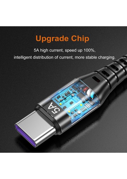 Uslıon 5A USB C Tipi Kablo Mikro USB C Hızlı Şarj Cep Telefonu Android Şarj Veri Kablosu Huawei P40 Xiaomi 12 Pro Poco F3 (Yurt Dışından)