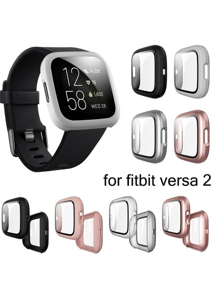 Fitbit Versa 2 Için Tam Kapak Cam Kasa Sert Mat Pc Kaplama Ekran Koruyucu Fit Bit Versa 2 Için Sağlam Koruyucu Kapak Izle (Yurt Dışından)
