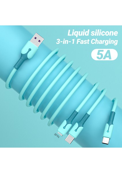 Veri Kablosu Dolaşmayan 5A Tip-C/mikro Usb/8pin Yüksek Hızlı Şarj Kablosu (Yurt Dışından)