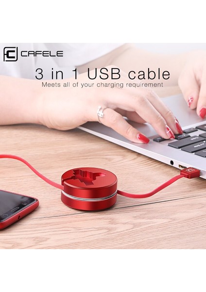 Cafele USB Kablosu Hızlı Şarj Tipi C 3 In 1 Geri Çekilebilir Mikro USB Kablosu Xiaomi iphone x Xr 7 Redmi Için Huawei Destek Verileri (Yurt Dışından)