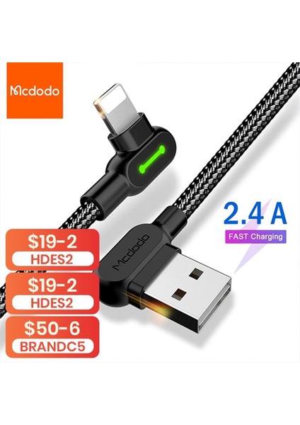 Mcdodo USB Kablosu iPhone 13 12 11 Pro Max Xs Xr x 8 7 6 Hızlı Şarj Mikro USB Tip C Kablosu Samsung Huawei Xiaomi Redmi Için (Yurt Dışından)