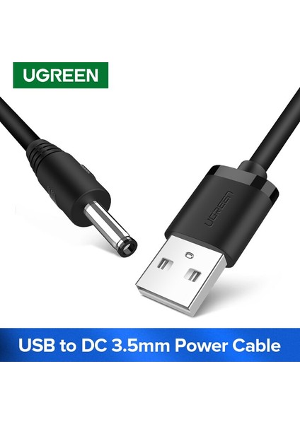 Ugreen Usb'den Dc'ye 3.5mm Güç Kablosu USB A Erkek - 3.5 Aux Ses Jak Bağlantısı 5V Power_supply Şarj Adaptörü Hub USB Fan Için 1m (Yurt Dışından)