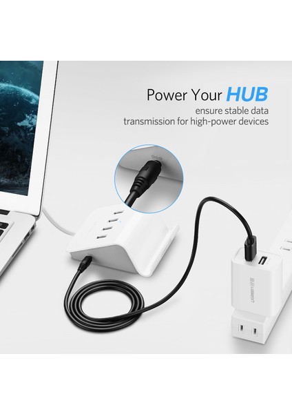 Ugreen Usb'den Dc'ye 3.5mm Güç Kablosu USB A Erkek - 3.5 Aux Ses Jak Bağlantısı 5V Power_supply Şarj Adaptörü Hub USB Fan Için 1m (Yurt Dışından)