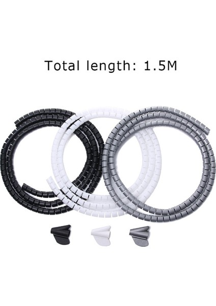 1.5m Kablo Tel Sarma Organizatör Spiral Tüp Kablo Sarıcı Kordon Koruyucu Esnek Bilgisayar Kablo Yönetimi Tel Depolama Borusu (Yurt Dışından)