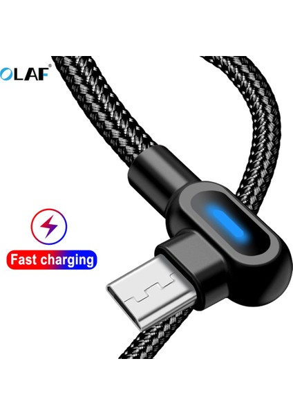 Olaf 90 Derece Mikro USB C Tipi Kablo Hızlı Şarj Kablosu Cargador Iphone IPhone Xr Samsung Huawei USB C Cep Telefonu Kablosu (Yurt Dışından)