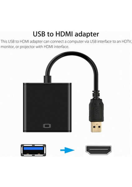 Yüksek Çözünürlüklü Taşınabilir Boyutlu USB 3.0 - HDMI Ses Video Adaptörü Dönüştürücü - Siyah (Yurt Dışından) fırsatları