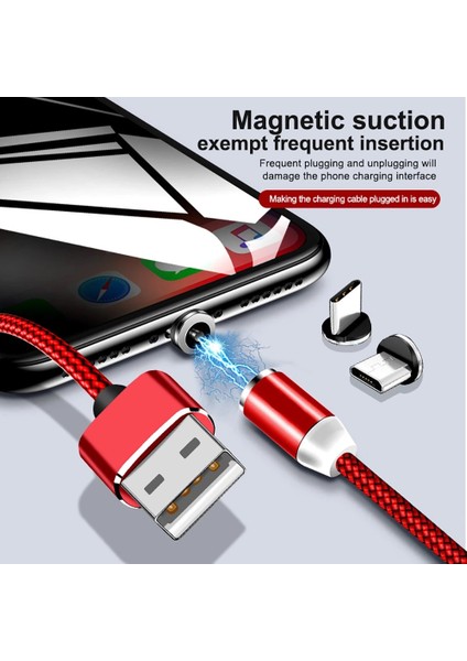 Betty Becky M Manyetik Şarj Kablosu Mikro USB Tip C LED Aydınlatma IPhone Mıknatıs Şarj Cihazı Microusb Şarj Kablosu Kablosu (Yurt Dışından)