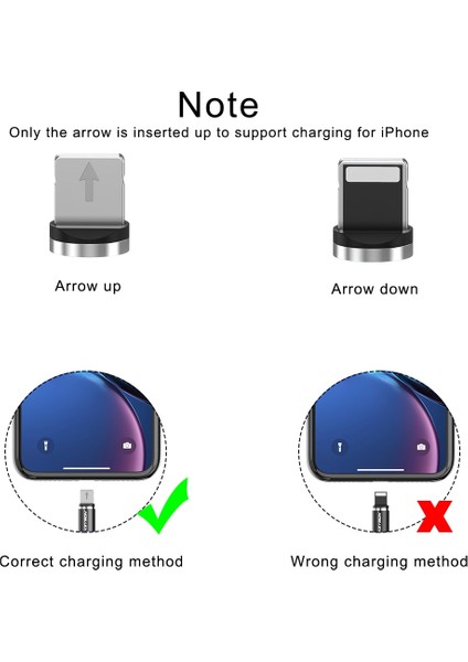 Keysıon 1 M Manyetik Şarj Kablosu, Mikro USB Kablosu iPhone Xr Xs Max x Mıknatıs Şarj Cihazı USB C Tipi Kablo LED Şarj Kablosu Kablosu (Yurt Dışından)