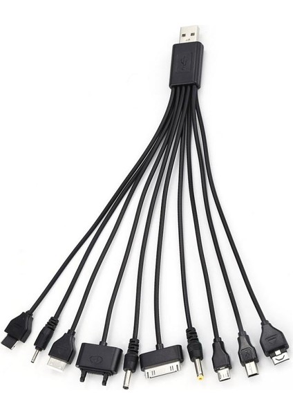 Çok Pinli Kablo Şarj Cihazı USB Adaptör Kablosu Veri Kablosu Kablosu 10 In 1 Çok Fonksiyonlu USB Veri Aktarım Kablosu Evrensel Telefon Kabloları (Yurt Dışından)