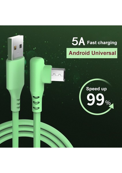 Evrensel 5A Tip C Hızlı Şarj Kablosu / Dirsek Yumuşak Silikon Hızlı Şarj Hattı / Usb-C Veri Iletim Hattı Dirsek Veri Kablosu Tip C / Iphone Için / Mikro USB Için (Yurt Dışından)