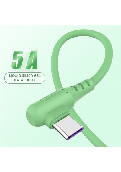 Evrensel 5A Tip C Hızlı Şarj Kablosu / Dirsek Yumuşak Silikon Hızlı Şarj Hattı / Usb-C Veri Iletim Hattı Dirsek Veri Kablosu Tip C / Iphone Için / Mikro USB Için (Yurt Dışından)