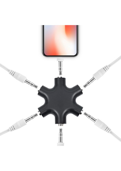 3.5mm Aux Ses Kablo Ayırıcı Adaptör 1 Erkek 5 Dişi Bağlantı Noktası Jakı Ses Adaptörü Tablet Mp3 Mp4 Çalar Cep Telefonu Hoparlör (Yurt Dışından) fırsatları