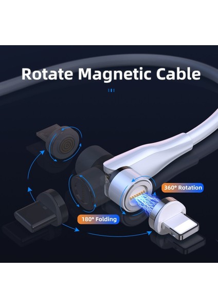 3A Hızlı Şarj Manyetik Kablo 540 Döndür Mıknatıs Şarj Cihazı iPhone Samsung Huawei Cep Telefonu Mikro USB C Tipi Veri Kablosu Kablosu (Yurt Dışından) modelleri