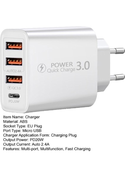 Cep Telefonu Adaptörü Geniş Uyumluluk 3usb ve Type-C Şarj Kafası (Yurt Dışından) modelleri