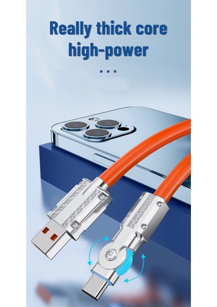 120W 6A Oyun 180° Dönen Süper Hızlı Şarj Kablosu Mobil Oyun C Tipi Şarj Cihazı Sıvı Silikon Kablo Xiaomi iPhone 13 Pro 14 Pro (Yurt Dışından) fırsatları