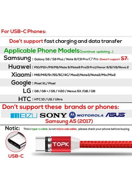 Topk AM23 1m LED Manyetik Kablo Mikro USB Kablosu USB Tip C Kablo Naylon Örgülü Tip-C Mıknatıs Şarj Kablosu iPhone Xs Max Için (Yurt Dışından)