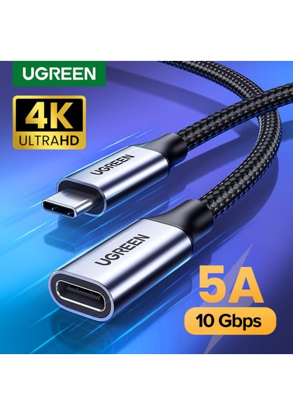 Ugreen USB C Uzatma Kablosu 0,5 M USB 3.1 Tip C - Tip C Erkek - Dişi Gen2 10 Gbps Uzatma Kablosu Nintendo Switch, MacBook Pro, Samsung Galaxy Note 20 Ultra, S10 S9, Google Pixel 3 2 Xl (Yurt Dışından)