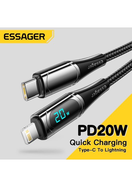 Essager USB C Kablosu Pd 20W USB C Tipi Kablo iPhone Şarj Aleti Kablosu 13 12 11 Xr Pro Max 3A Hızlı Şarj Kablosu C Tipi Tel Kablosu (Yurt Dışından)