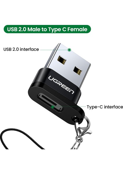 Ugreen Mini Boyut USB C Dişi USB Erkek Adaptör Için Huawei Nova 5 T Realme 5 Pro Tip C USB 2.0 Kulaklık Adaptörü Samsung Galaxy S10 Macbook Için USB Tip C Dönüştürücüler USB C Adaptör (Yurt Dışından)