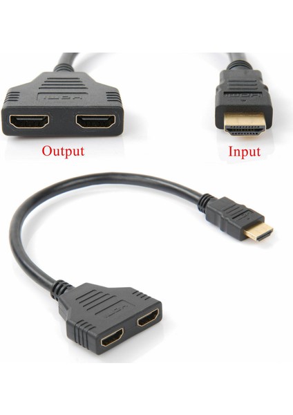 Hayat Silgi 1080 P HDMI Splitter Erkek - Dişi Kablo Adaptörü Dönüştürücü Hdtv 1 Giriş 2 Çıkış (Yurt Dışından)