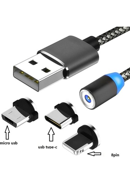 Manyetik Kablo Mikro USB C Tipi Şarj Kablosu Samsung iPhone 7 6 Şarj Cihazı Hızlı Mıknatıslı Kablo USB C Kablosu Teller Adaptörü (Yurt Dışından)