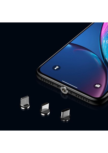 Mvqf 3 Adet Yuvarlak Manyetik Kablo Fişi C Tipi Mikro USB C Fişleri Hızlı Şarj Adaptörü Telefon C Tipi Mıknatıslı Şarj Cihazı Fişi USB Kablosu Yok (Yurt Dışından)