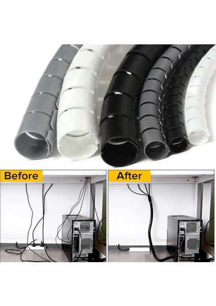 2m 16/10MM Esnek Spiral Kablo Tel Koruyucu Kablo Düzenleyici Bilgisayar Kablosu Koruyucu Tüp Klip Organizatör Yönetim Araçları (Yurt Dışından)