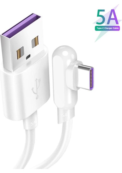 90 Derece 5A Süper Şarj Kablosu 0.3/1.5/2 M USB Tip C Hızlı Şarj Kablosu Huawei Mate 40 30 P40 P30 Pro Nova 6 7 8 Se Onur 30 (Yurt Dışından)