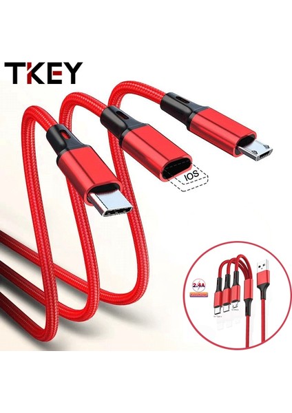 In 1 Mikro USB C Tipi Şarj Aleti Kablosu Çoklu USB Bağlantı Noktası Çoklu USB Şarj Kablosu Cep Telefonu Kablosu Xiaomi Samsung USB Mikro (Yurt Dışından)
