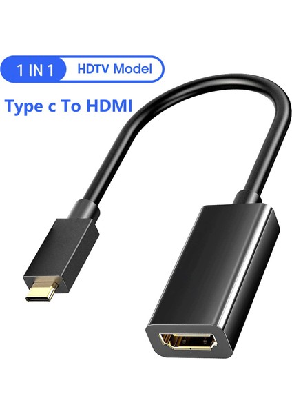 Tip C - HDMI Uyumlu Kablo Adaptörü 4K 30Hz USB C 10GBPS Dizüstü Bilgisayarlar Tv'ler Monitörler Için Yüksek Hızlı Iletim Dönüştürücü (Yurt Dışından)