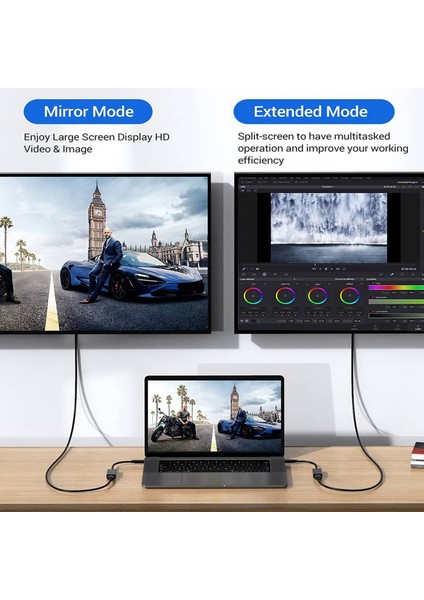 Tip C - HDMI Uyumlu Kablo Adaptörü 4K 30Hz USB C 10GBPS Dizüstü Bilgisayarlar Tv'ler Monitörler Için Yüksek Hızlı Iletim Dönüştürücü (Yurt Dışından)