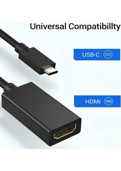 Tip C - HDMI Uyumlu Kablo Adaptörü 4K 30Hz USB C 10GBPS Dizüstü Bilgisayarlar Tv'ler Monitörler Için Yüksek Hızlı Iletim Dönüştürücü (Yurt Dışından)