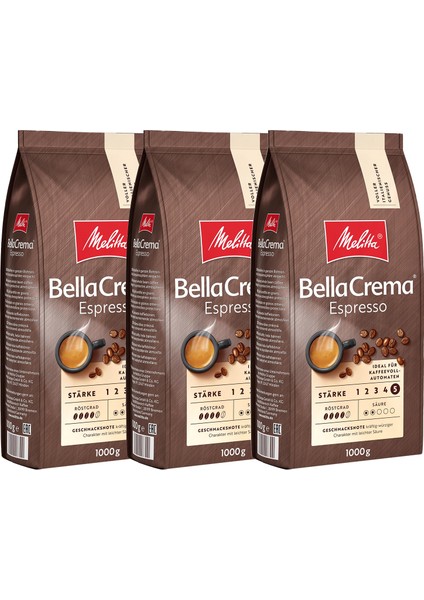 Bella Crema Espresso Çekirdek Kahve 3X1000GR 3'lü Set