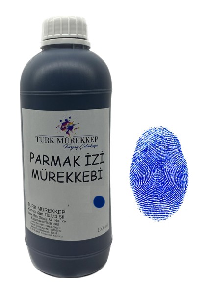 Turk Mürekkep Parmak Izi Mürekkebi (Fingerprint Ink) Mavi 1000 Ml.