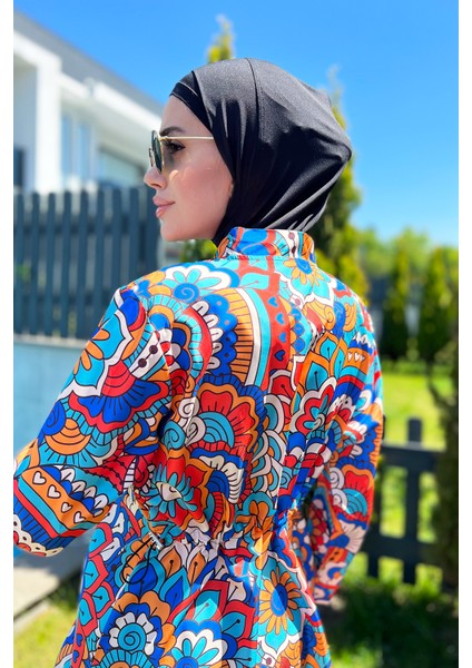 Önü Kapaklı Paraşüt Tam Kapalı Tesettür Mayo R069C Nurşen