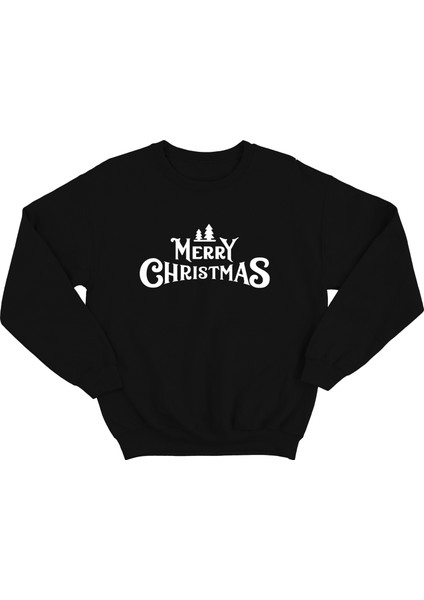 Kadın Siyah Oversıze Içi Merry Chrıstmas Yazılı Sweatshırt